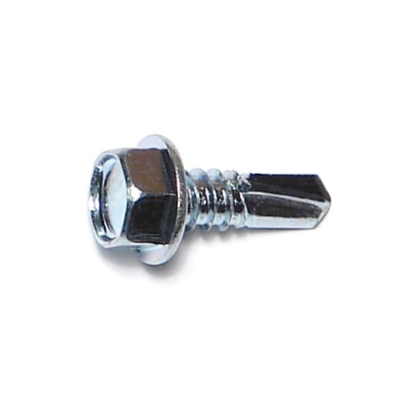 Self-Drilling Screw, #14 x 3/4 in, Zinc Plated Steel Flange Hex Head External Hex Drive, 250 PK